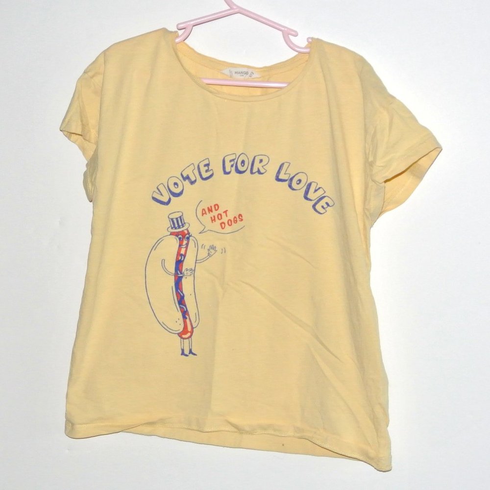 Mango Kids Vote For Love and Hot Dogs Tee 11 12